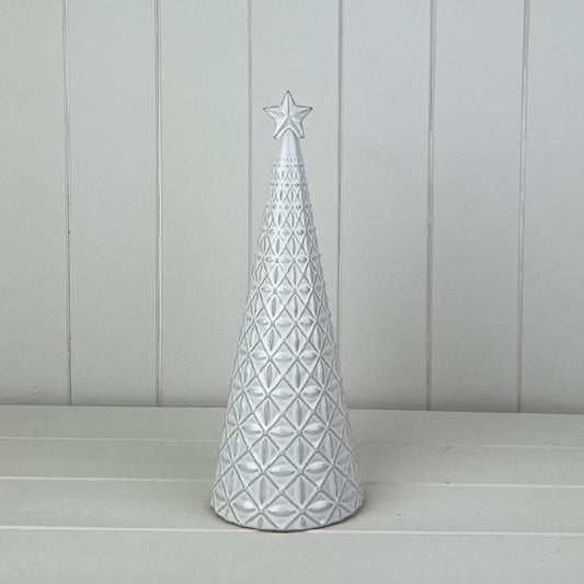 Glazed Ceramic Tree Ornament with Textured Detail