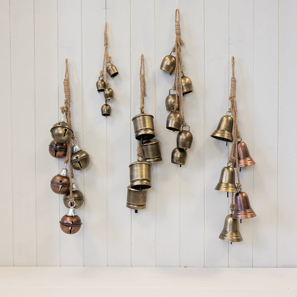 Metal Gold and Copper 5 Bell Hanging Garland